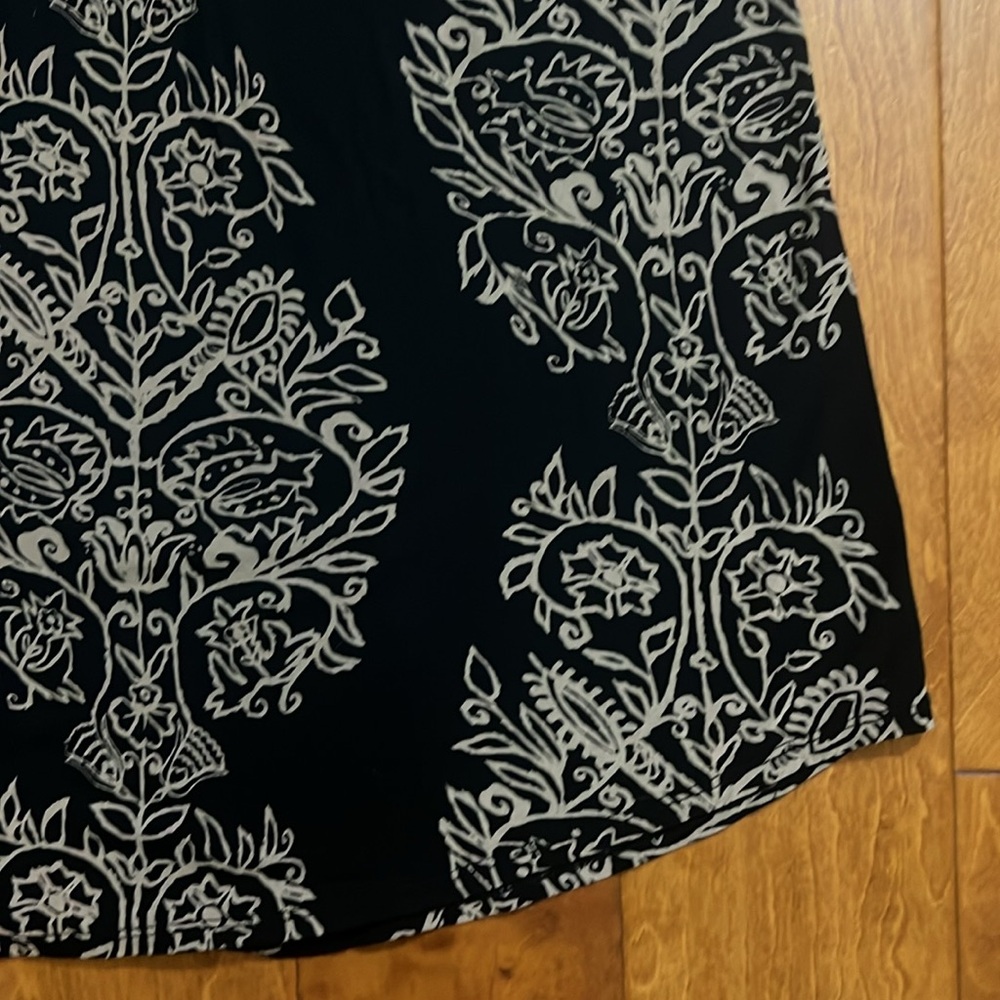 Lucky Brand Black & Tan Boho Peasant Blouse Size 1X 3/4 Sleeve Keyhole Festival - Picture 5 of 12